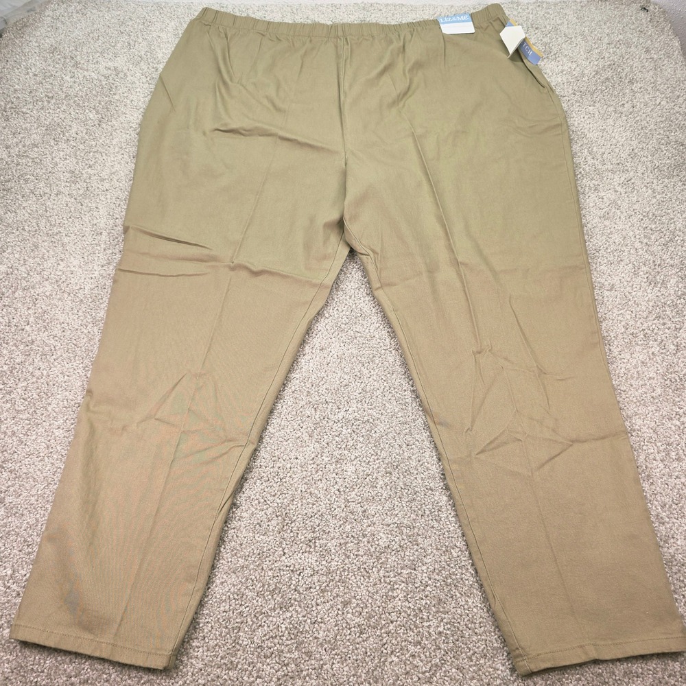 Liz & Me Womens 4X Khaki Tan Stretch Elastic Waist Pull On Pants Average NWT